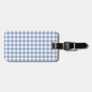 Étiquette À Bagage Motif Gingham Bleu Clair Imprimé Carreaux Classiqu