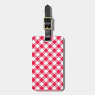 Étiquette À Bagage Motif Gingham Rouge et Blanc Classique Rustique