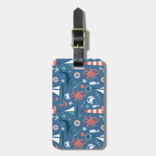 Étiquette À Bagage Motif girly de rétro marin nautique avec des