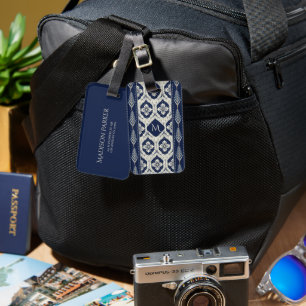 Étiquette À Bagage Motif Ikat Floral Paisley