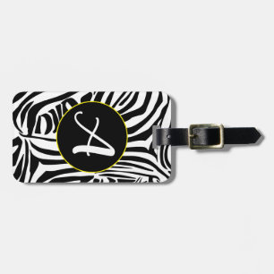 Étiquette À Bagage Motif Imprimé Zèbre Noir et Blanc Gras