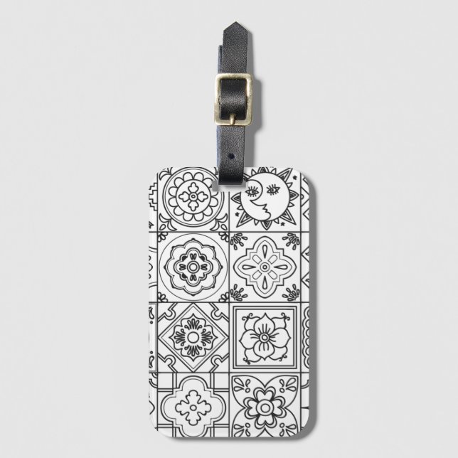 Étiquette À Bagage Motif inspiré de Talavera (Devant Vertical)