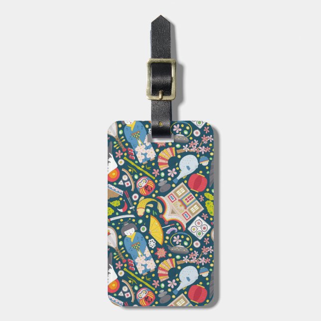 Étiquette À Bagage Motif japonais sans visage (Devant Vertical)