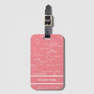 Étiquette À Bagage Motif joli d'équations mathématiques rose pour le