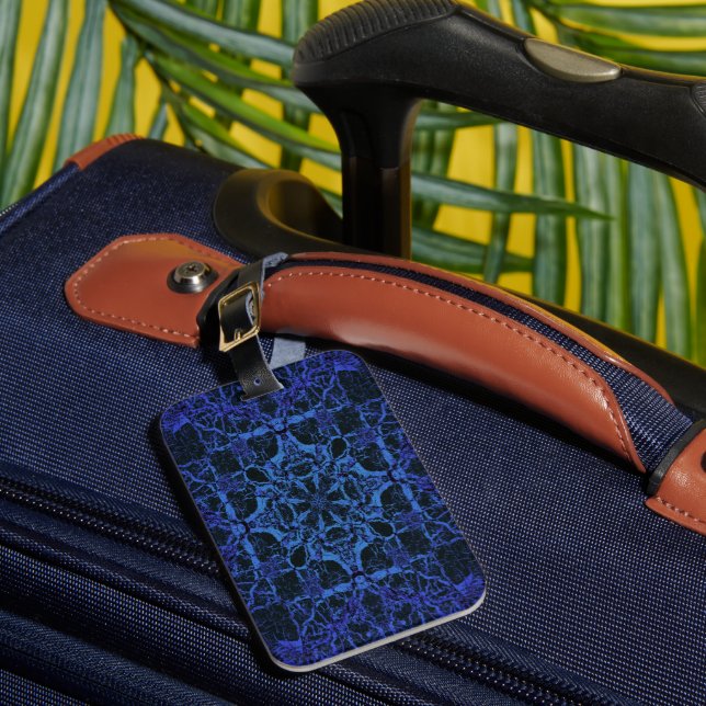 Étiquette À Bagage Motif kaléidoscope bleu (Insitu Rectoal 1)