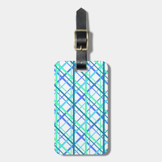 Étiquette À Bagage Motif maillé avec couleurs océaniques (Devant Vertical)