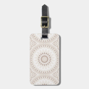 Étiquette À Bagage Motif Mandala Beige et Crème
