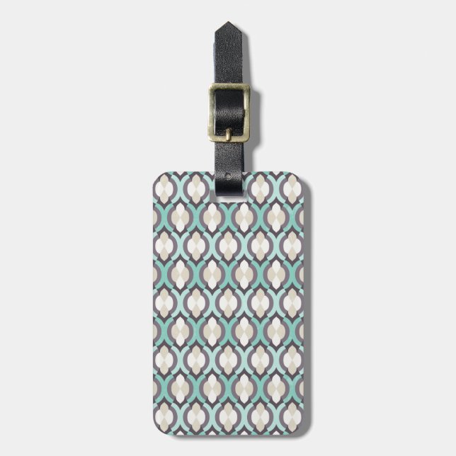 Étiquette À Bagage Motif marocain de turquoise (Devant Vertical)