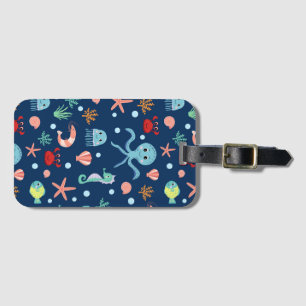 Étiquette À Bagage Motif mignon de vie marine de l'océan
