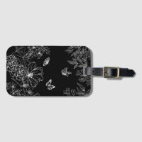 Motif minimaliste de la nature florale noire et bl