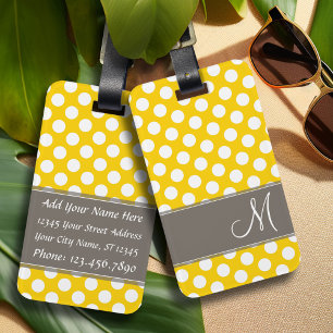 Étiquette À Bagage Motif moderne à pois avec monogramme
