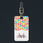 Étiquette À Bagage Motif moderne coloré personnalisé<br><div class="desc">Motif moderne,  élégante,  colorée pour femmes filles,  avec un cadre élégant. Personnalisez-le avec yourname et monogramme.</div>