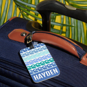 Étiquette À Bagage Motif moderne en Blues Personnalisé