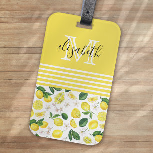 Étiquette À Bagage Motif Monogram Lemon Citrus