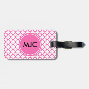 Étiquette À Bagage Motif monogramme rose chaud