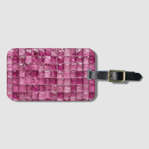 Étiquette À Bagage Motif mosaïque rose