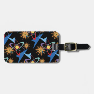 Étiquette À Bagage Motif multicolore rétro de l'ère spatiale