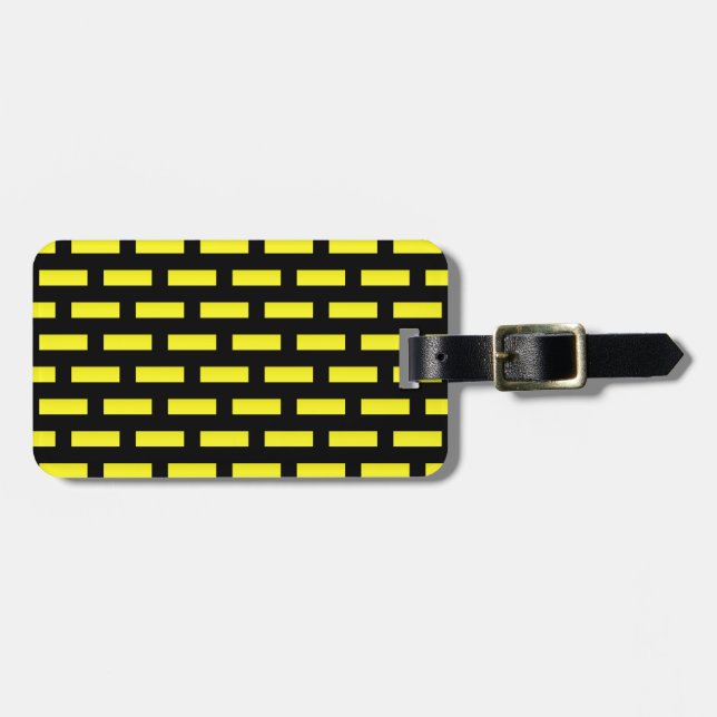 Étiquette À Bagage Motif mural noir et jaune (Devant horizontal)