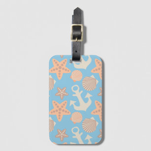 Étiquette À Bagage Motif nautique en pastel