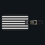 Étiquette À Bagage Motif noir et blanc de rayures<br><div class="desc">Motif noir et blanc contemporain de rayures.</div>