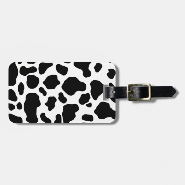 Étiquette À Bagage motif noir et blanc d'impression de vache (Devant horizontal)