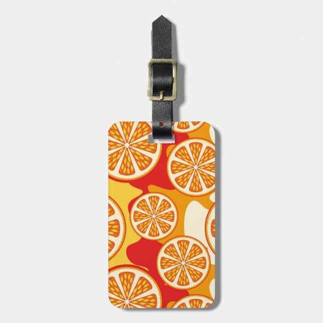 Étiquette À Bagage motif orange (Devant Vertical)