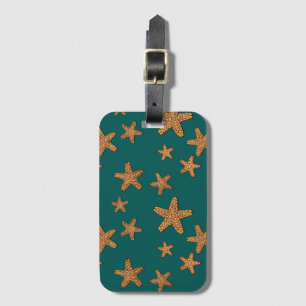 Étiquette À Bagage Motif orange d'étoiles de mer
