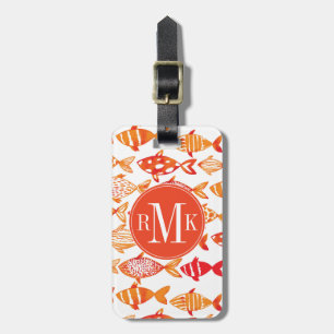 Étiquette À Bagage Motif orange lumineux de poissons d'aquarelle
