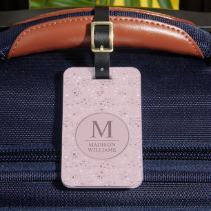 Étiquette À Bagage Motif Pailleté Or Rose Pâle Douceur Douce Personna