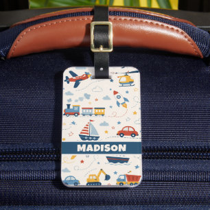 Étiquette À Bagage Motif personnalisé de bateau d'avion de voiture de