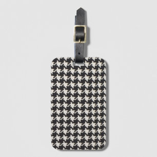 Étiquette À Bagage Motif Pied-de-Poule Noir Blanc