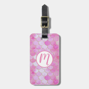 Étiquette À Bagage Motif Pink Pastel & Gold Shimmer Mermaid