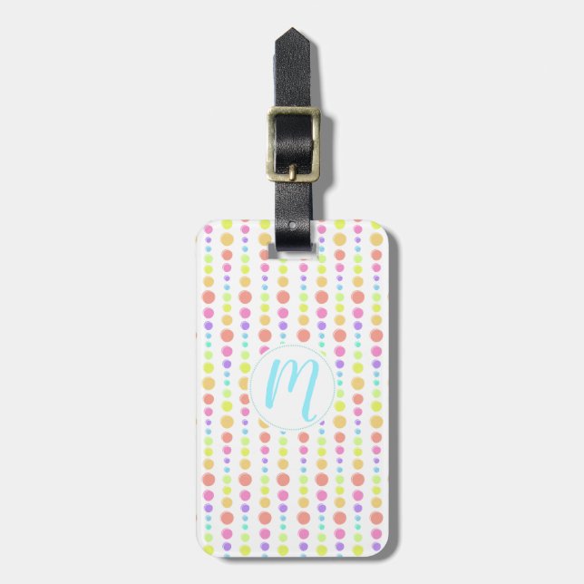 Étiquette À Bagage Motif Rainbow Pastel Dots (Devant Vertical)