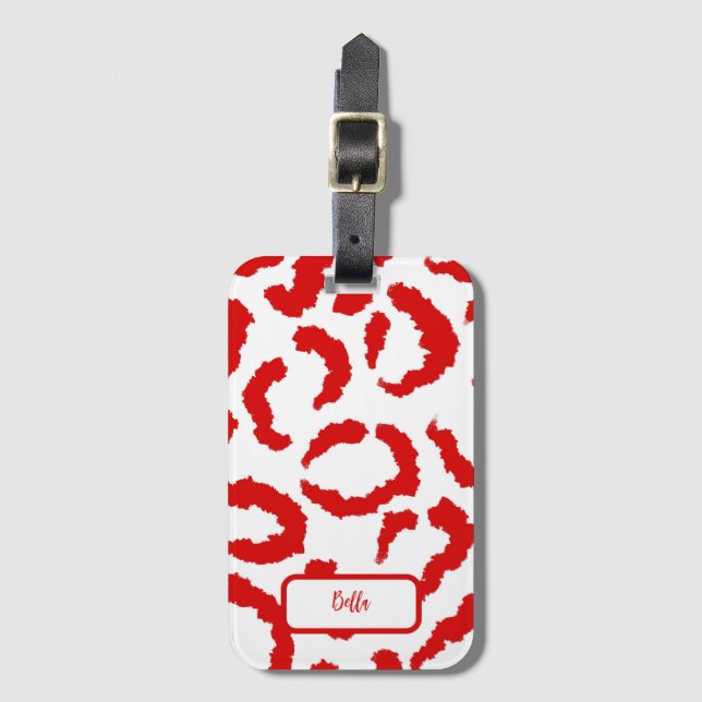 Étiquette À Bagage Motif Red Leopard (Devant Vertical)