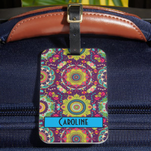 Étiquette À Bagage Motif Retro Mandala