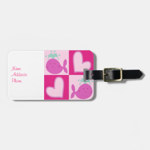 Étiquette À Bagage Motif rose de coeur de baleine