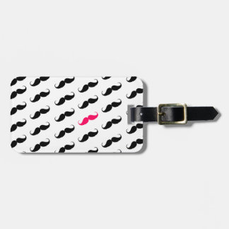 Étiquette À Bagage Motif rose et noir Girly drôle de moustache
