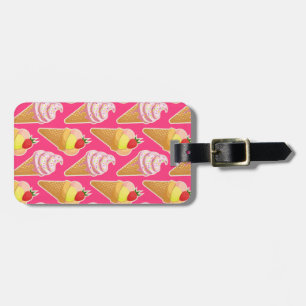 Étiquette À Bagage Motif rose Kawaii avec crème glacée aux fraises