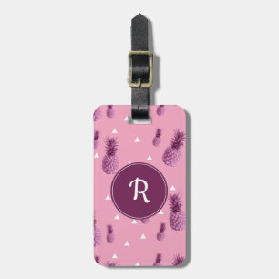 Étiquette À Bagage Motif rose tropical de triangles d'ananas d'été