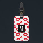 Étiquette À Bagage Motif rouge chic moderne de lèvres de monogramme<br><div class="desc">Étiquettes rouges chics modernes de bagage de motif de lèvres de monogramme.</div>