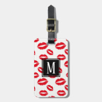 Motif rouge chic moderne de lèvres de monogramme