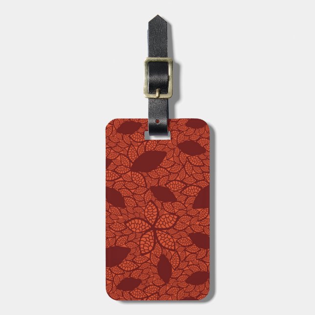 Étiquette À Bagage motif rouge feuille orange (Devant Vertical)