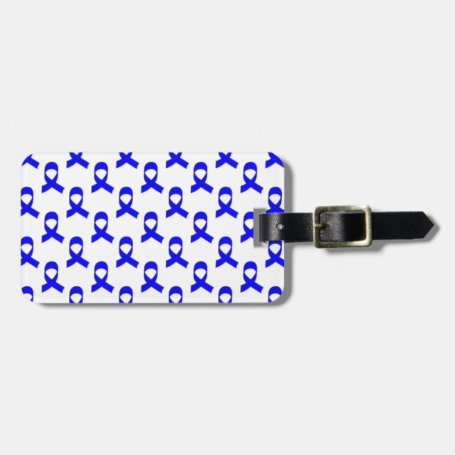 Étiquette À Bagage Motif Ruban Bleu (Devant horizontal)