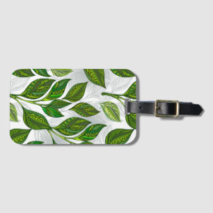 Étiquette À Bagage Motif sans couture avec Feuilles de thé vert