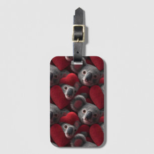 Étiquette À Bagage Motif sans couture de koala mignon et de cœur roug