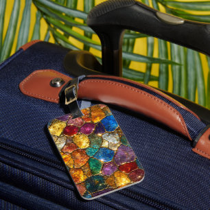 Étiquette À Bagage Motif sans couture de mosaïque de cristal coloré d