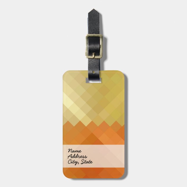 Étiquette À Bagage Motif sans couture jaune et orange Chevron (Devant Vertical)