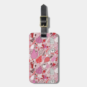 Étiquette À Bagage Motif savoureux avec des oiseaux et des fleurs