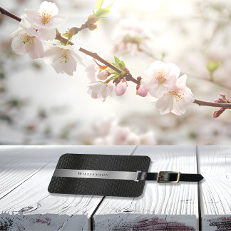 Étiquette À Bagage Motif Snakeskin en cuir noir personnalisé