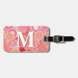Étiquette À Bagage Motif tourbillonnant, rose, corail, pêche et crème